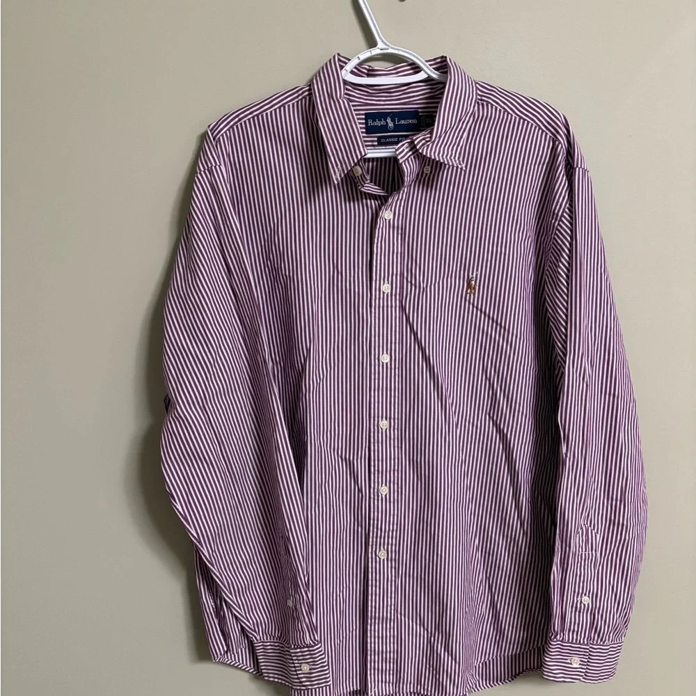 Ralph Lauren Classic Fit Long Sleeve Button Down Flesh Pony Shirt Size XL Purple